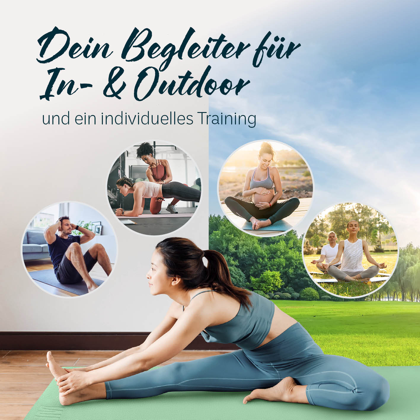Yogamatte Kirana - 183 x 61 x 0,4 cm - Mint, weiche, rutschfeste Trainingsmatte für Pilates, Fitness und Workouts, pflegeleicht, hautfreundlich.