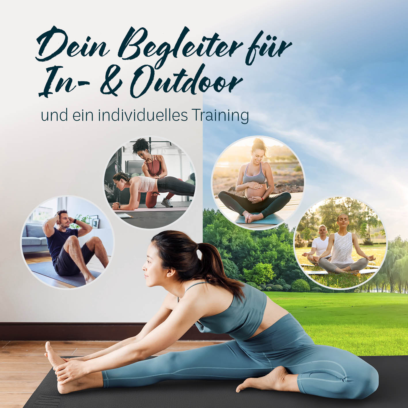 Yogamatte Kirana - 183 x 61 x 0,4 cm - Schwarz, weich, rutschfest und vielseitig für Pilates, Fitness und Workouts Indoor & Outdoor.