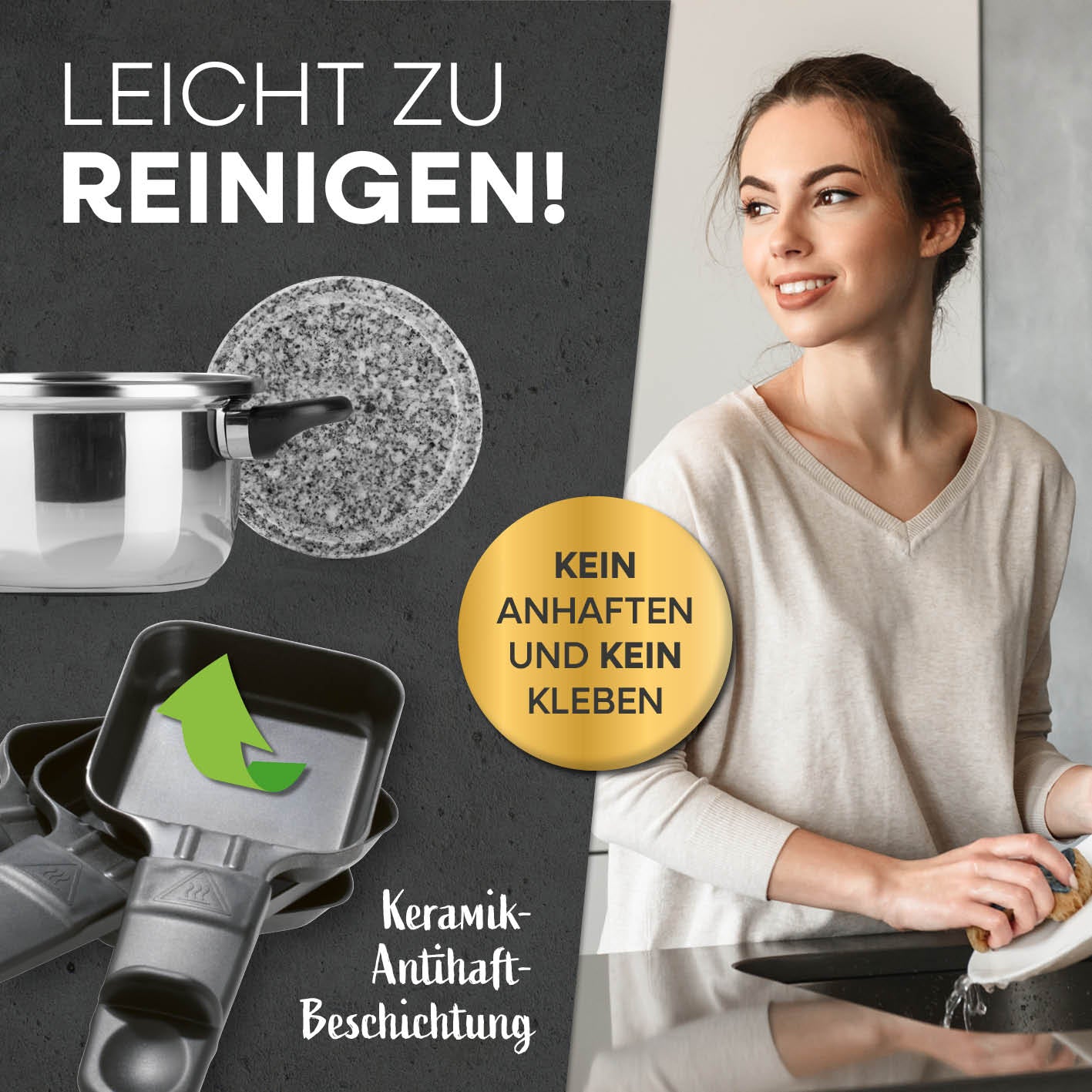 Raclette- & Fondue-Set GRANITlook - schwarz