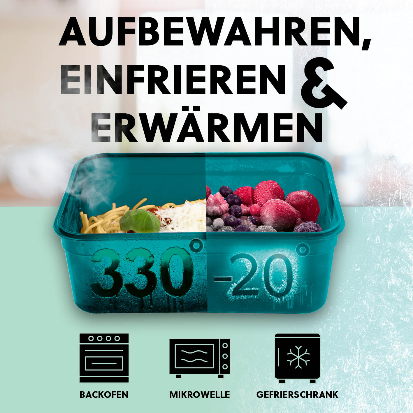 Frischhaltedosen Klick-it, 28-tlg., Smaragd luftdicht, auslaufsicher, mikrowellen-, backofen- und gefrierschrankfest, stapelbar und transparent.
