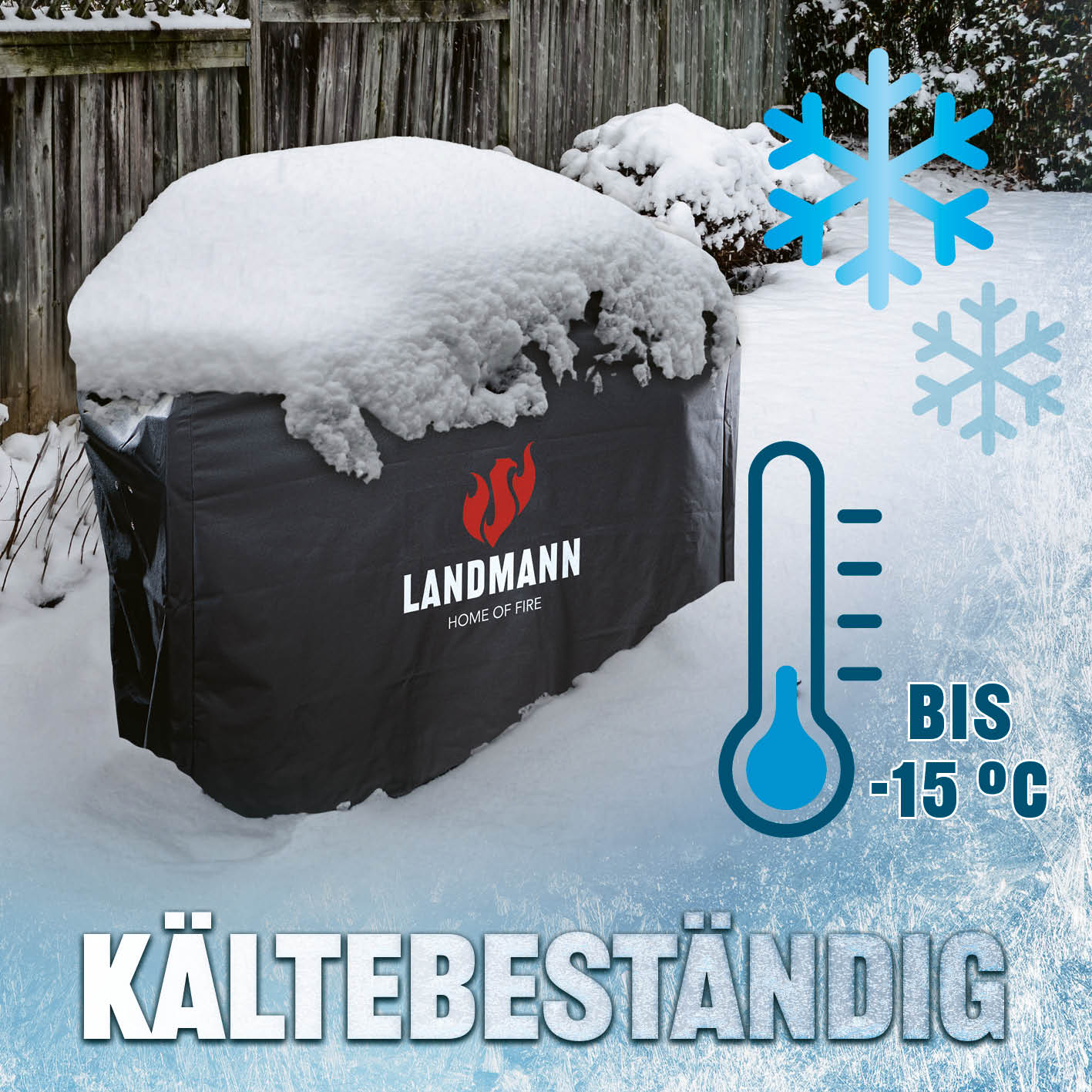 Wetterschutzhaube Premium - 62x148x120cm - schwarz, robust, kältebeständig bis -15 °C, schützt vor Schnee und Frost.