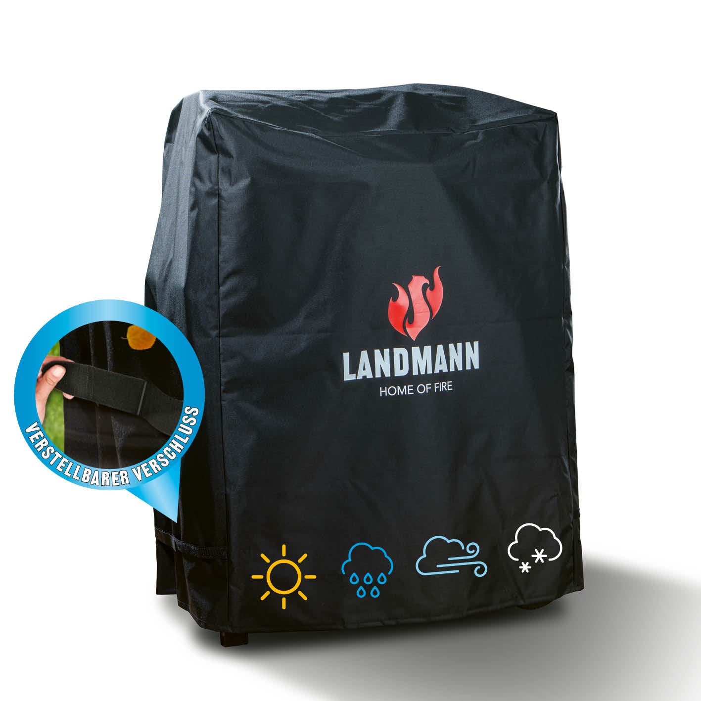 Wetterschutzhaube Premium - 60x80x120cm - schwarz aus reißfestem 600D Polyester, atmungsaktiv, wasserdicht und UV-beständig.