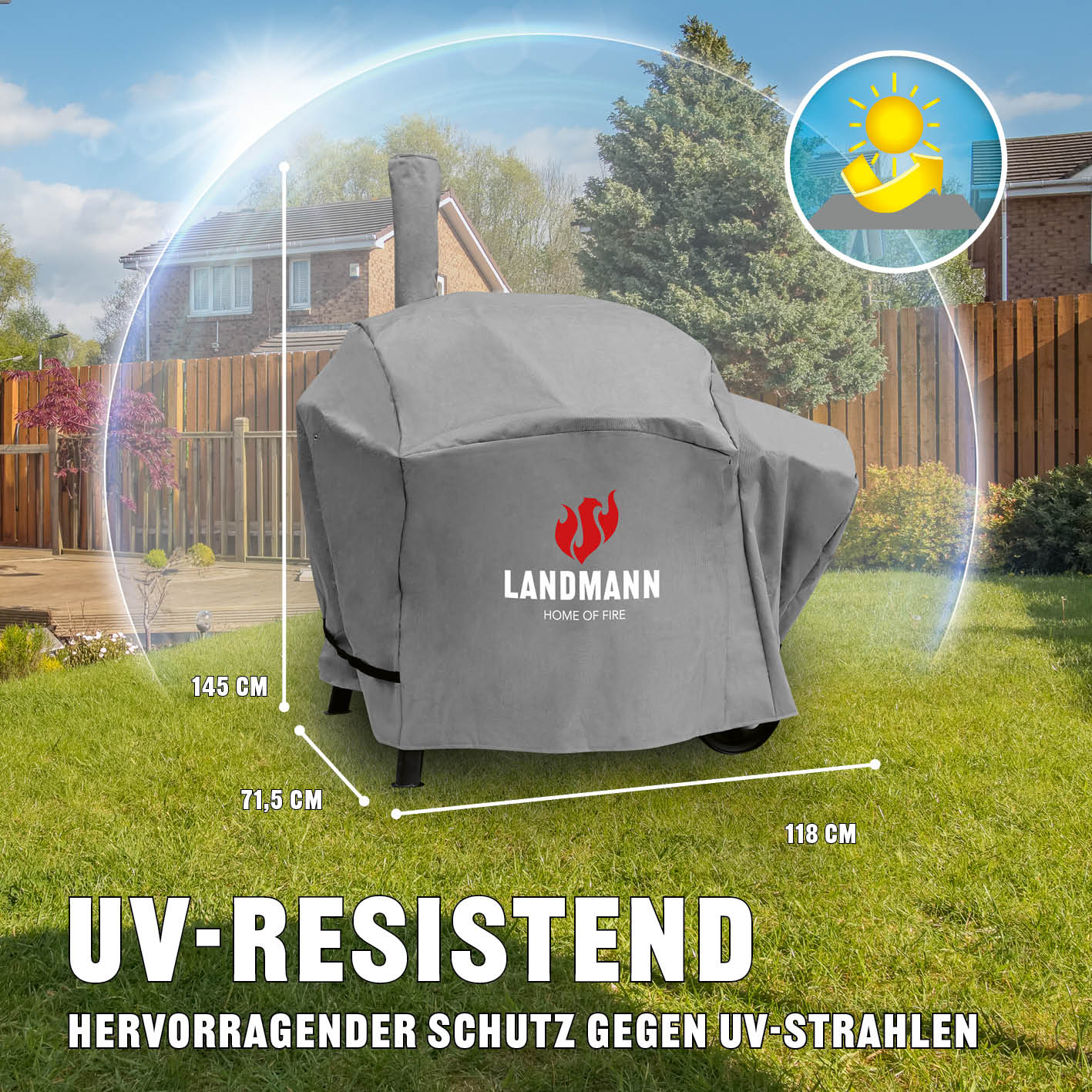 Premium Wetterschutzhaube - 78 x 130 x 118 cm, UV-resistent, wasserdicht, kältebeständig und atmungsaktiv mit robustem 600D Polyestergewebe.