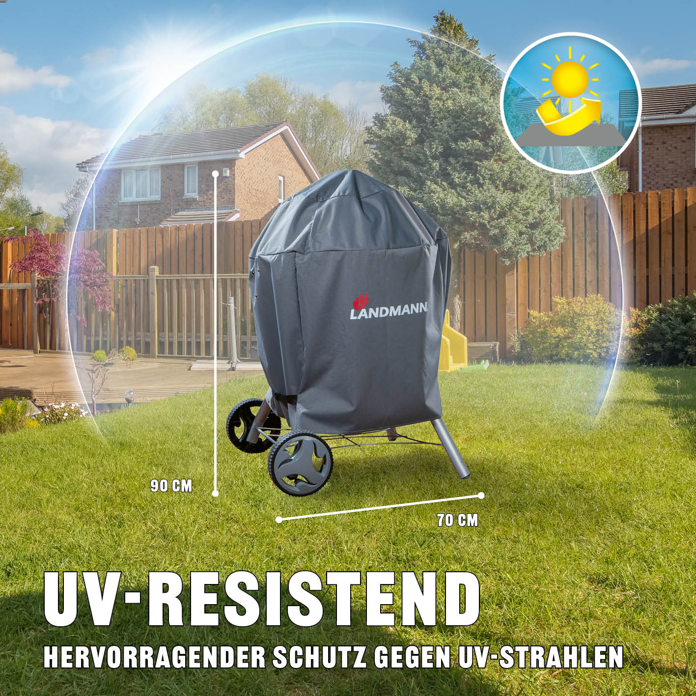 Wetterschutzhaube Premium - 90x70x70 cm - grau