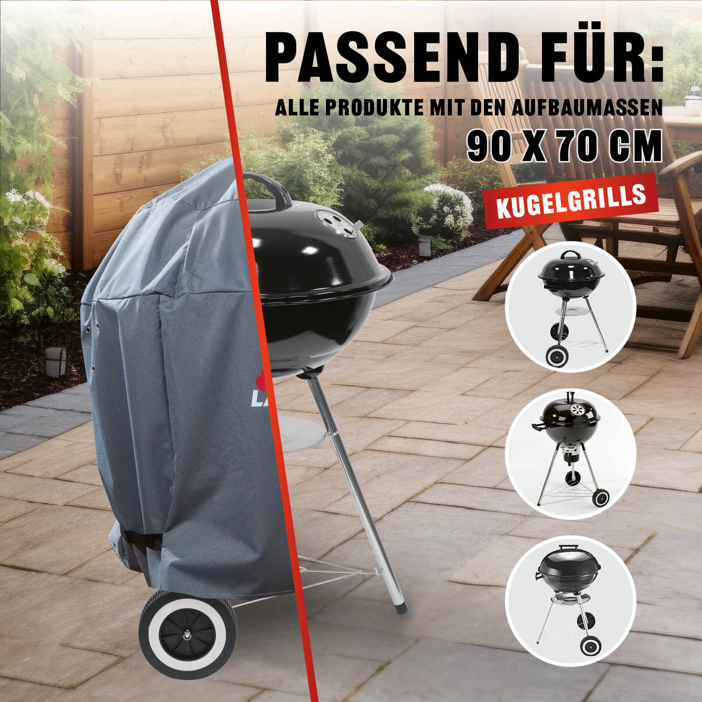 Wetterschutzhaube Premium - 90x70x70 cm - grau
