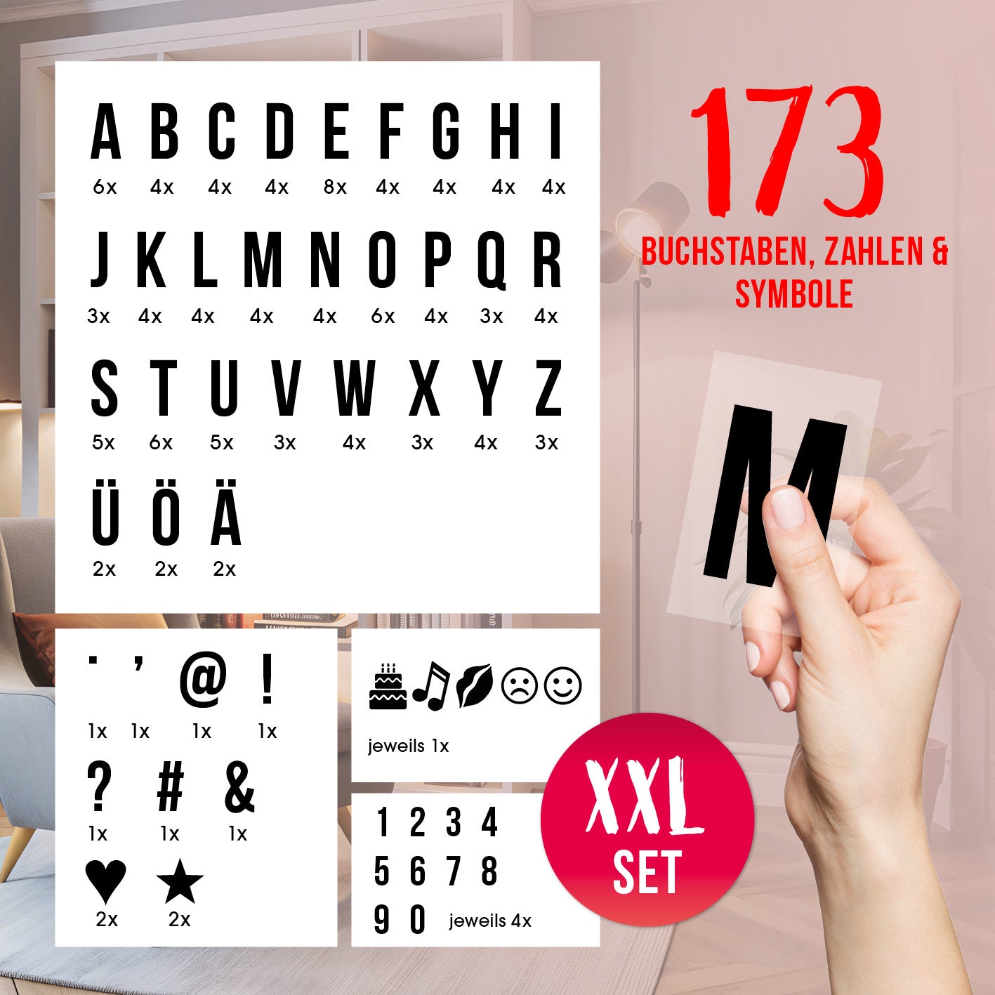 LED-Leuchtkasten - 173 Buchstaben & Symbole für individuelle Textbotschaften und kreative Zimmer- und Partydekoration.