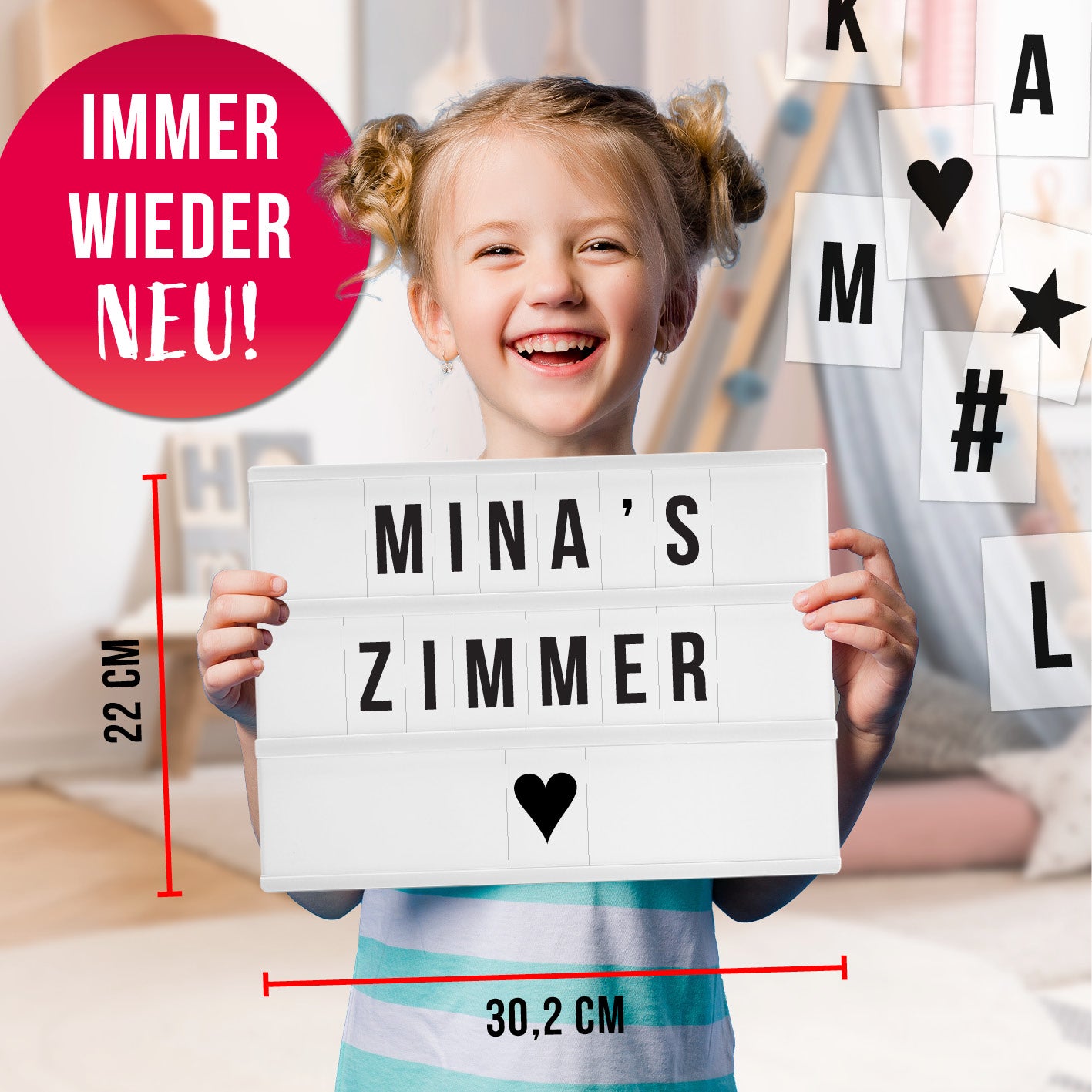 LED-Leuchtkasten - 173 Buchstaben & Symbole mit Timerfunktion, ideal für individuelle Textbotschaften und Zimmerdekoration.