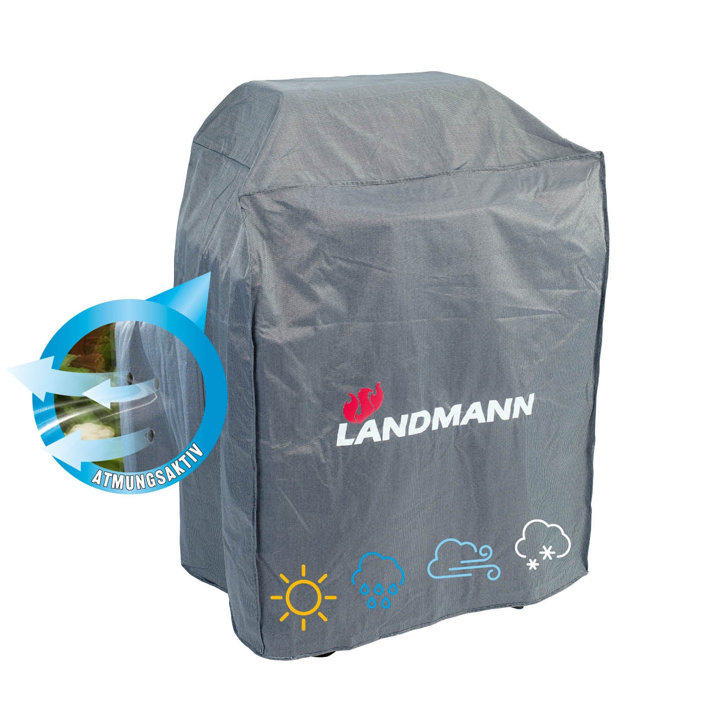 Wetterschutzhaube Premium - 55 x 117 x 90 cm - grau, wasserdicht, atmungsaktiv, UV-beständig und kältebeständig bis -20°C.