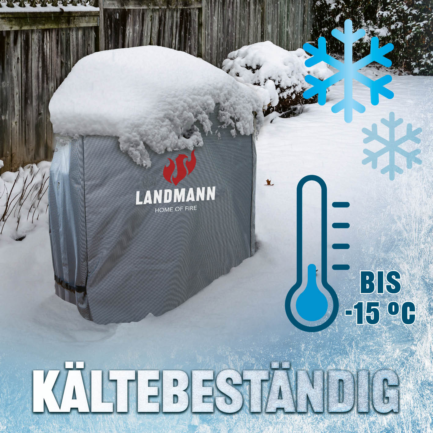 Premium Wetterschutzhaube M (60 x 80 x 120 cm) - grau, robuste, kältebeständige Grill-Schutzhülle von LANDMANN bis -15 °C.