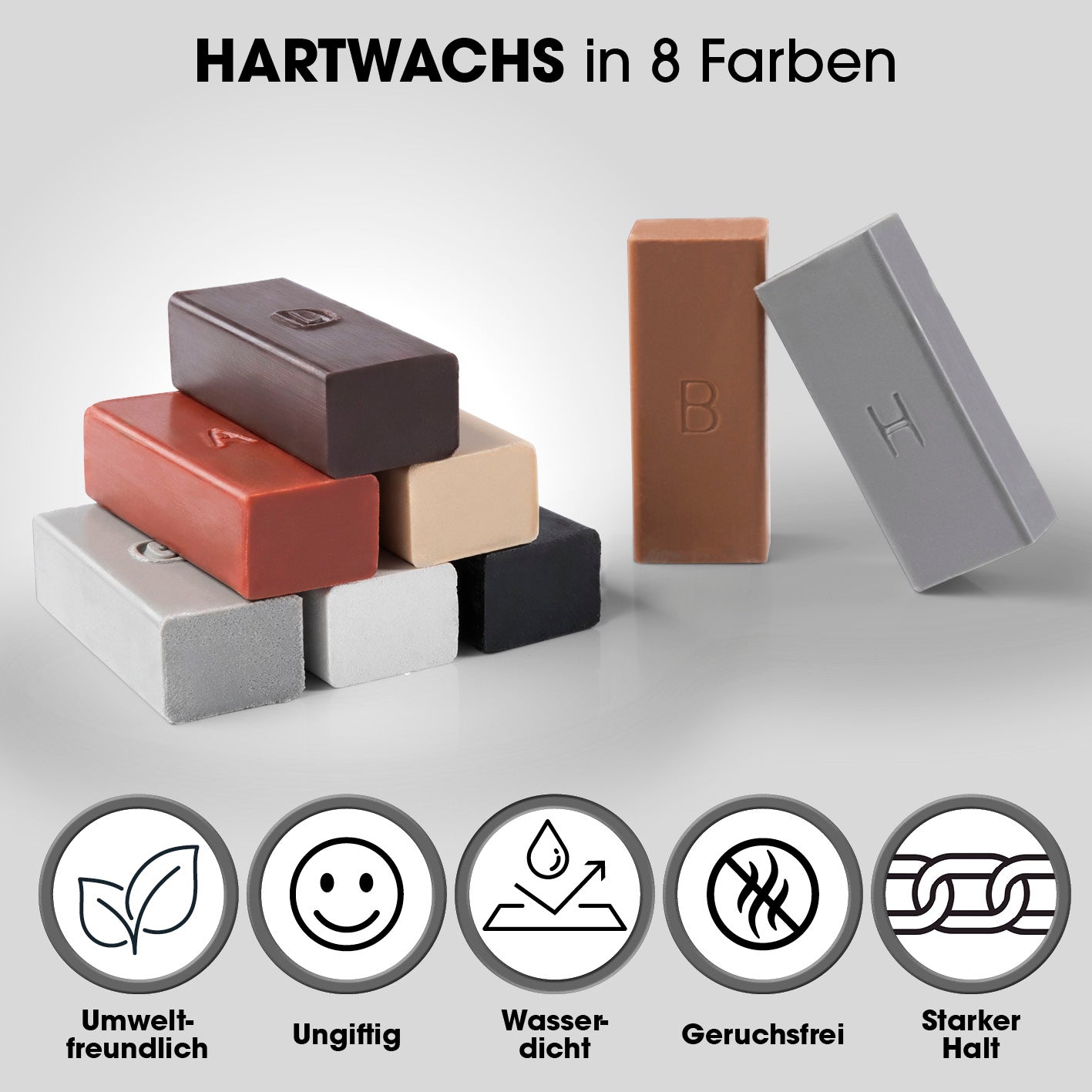 Reparaturset für Fliesen & Steinböden mit 8 farbigen Hartwachsstangen, wasserdicht, geruchs- und umweltfreundlich, starker Halt.