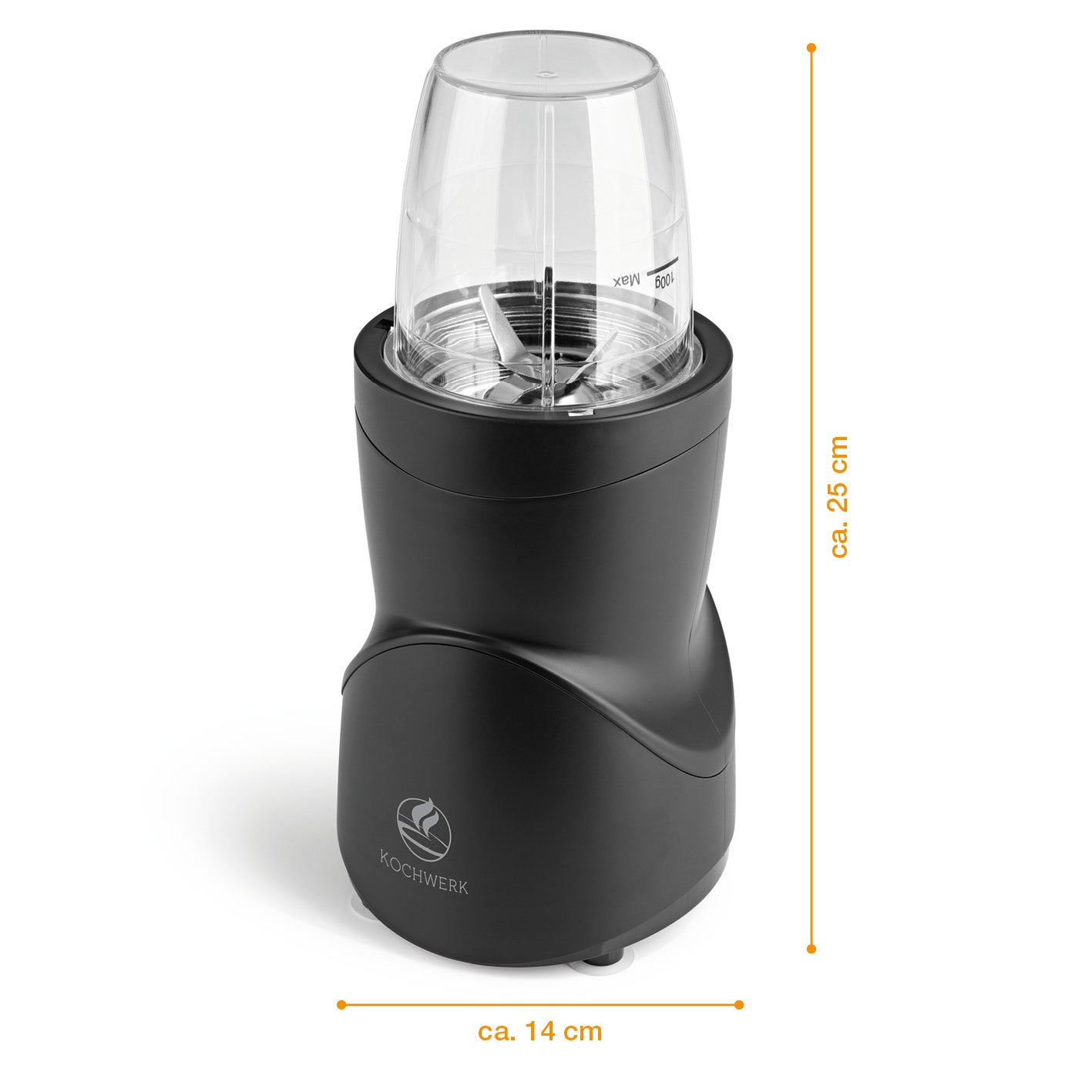 Multifunktions-Mixer - Schwarz, kompakter 8-in-1 Mixer mit To-go-Deckel für Smoothies, Mahlen, Hacken und Eiscrushen.