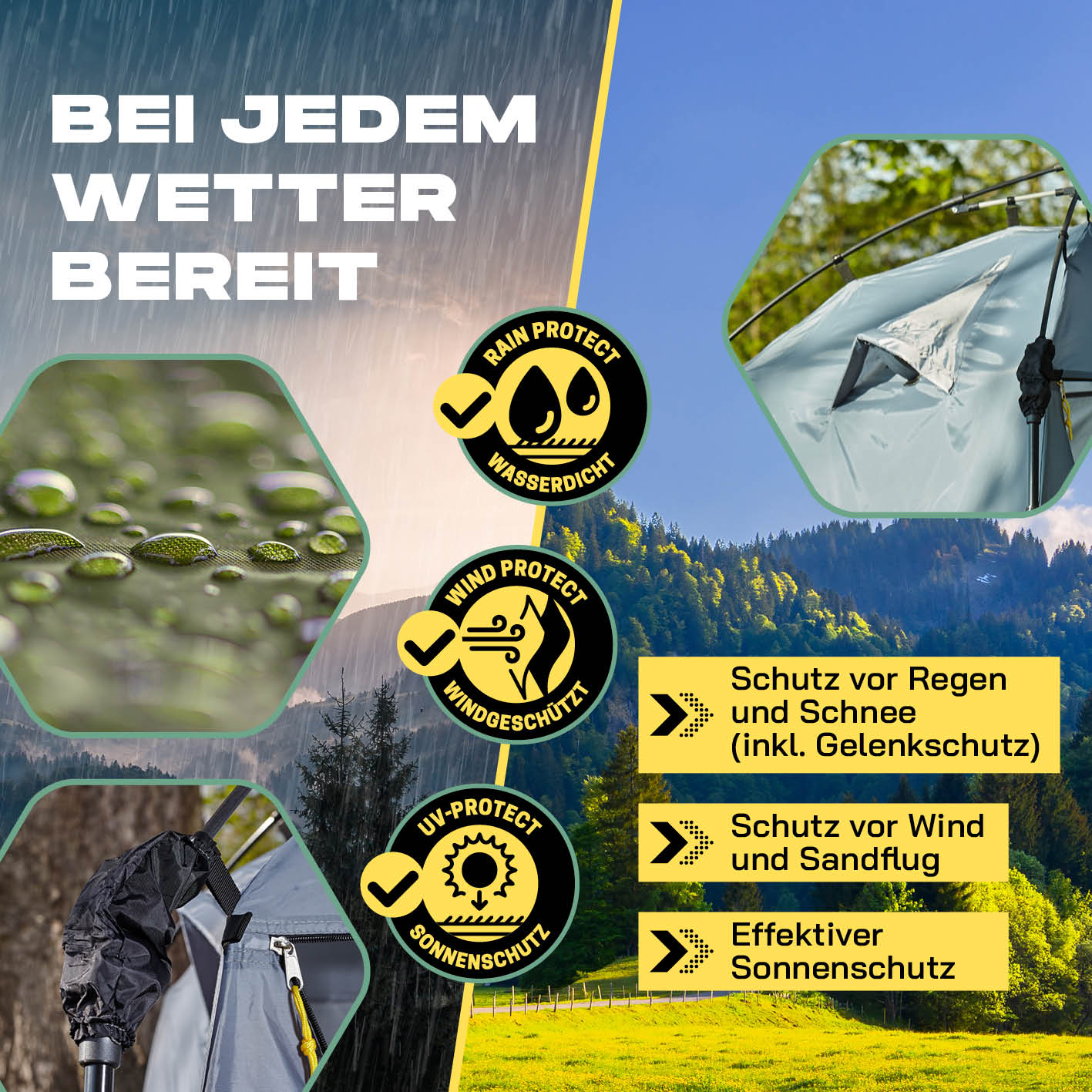 Pop up Duschzelt - 220 cm hoch - Grün, wasserdicht, windgeschützt und mit effektivem Sonnenschutz für Outdoor-Einsatz bei jedem Wetter.