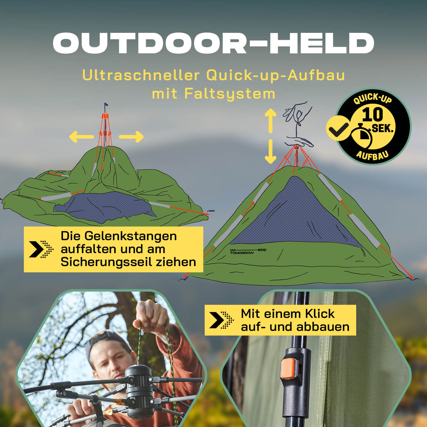 Pop up Duschzelt - 220 cm hoch - Grün mit ultraschnellem Quick-up-Aufbau, wetterfest und vielseitig als Dusch- und Umkleidezelt.