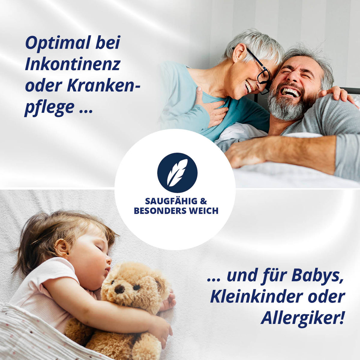 Wasserundurchlässige Matratzenauflage aus Flanell - 70x140 cm - Weiß für Babys und Pflegefälle