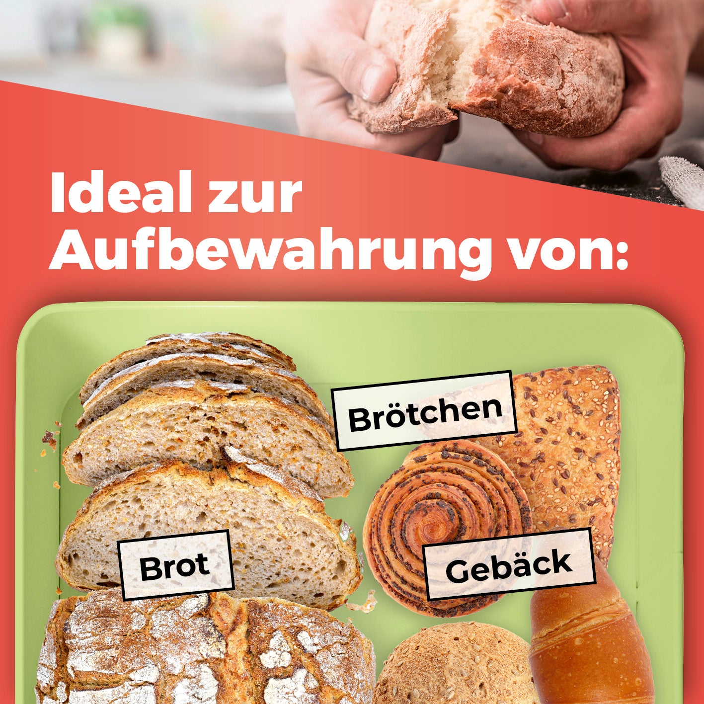 Cuisine Brotkasten aus Metall mit Bambus Deckel in Mintgrün, rechteckig, 30,5x23,5x14 cm, ideal zur Aufbewahrung von Brot, Brötchen und Gebäck.