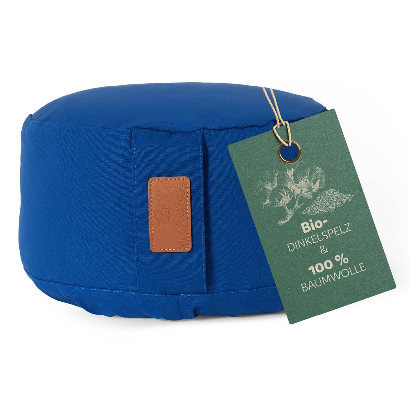 Yoga-Kissen Vishnu rund 30x30x15 cm Navyblau, gefüllt mit Bio-Dinkelspelz, Bezug aus 100% Baumwolle, abnehmbar und waschbar.