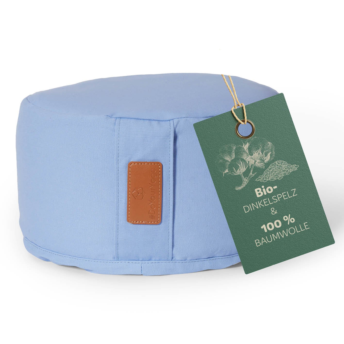 Yoga-Kissen Vishnu rund 30x30x15 cm, gefüllt mit Bio-Dinkelspelz, Bezug 100% Baumwolle, in Lavendelfarbe.