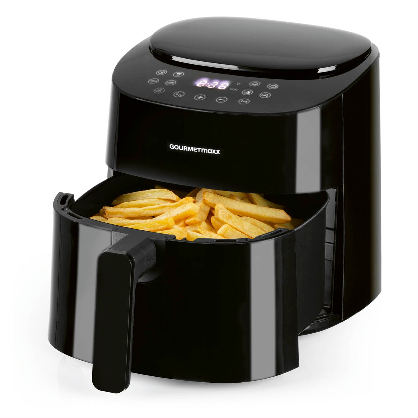 Heißluftfritteuse - 4,5 l von GOURMETmaxx mit Touchdisplay und 9 Funktionen für fettarmes Frittieren von Pommes.