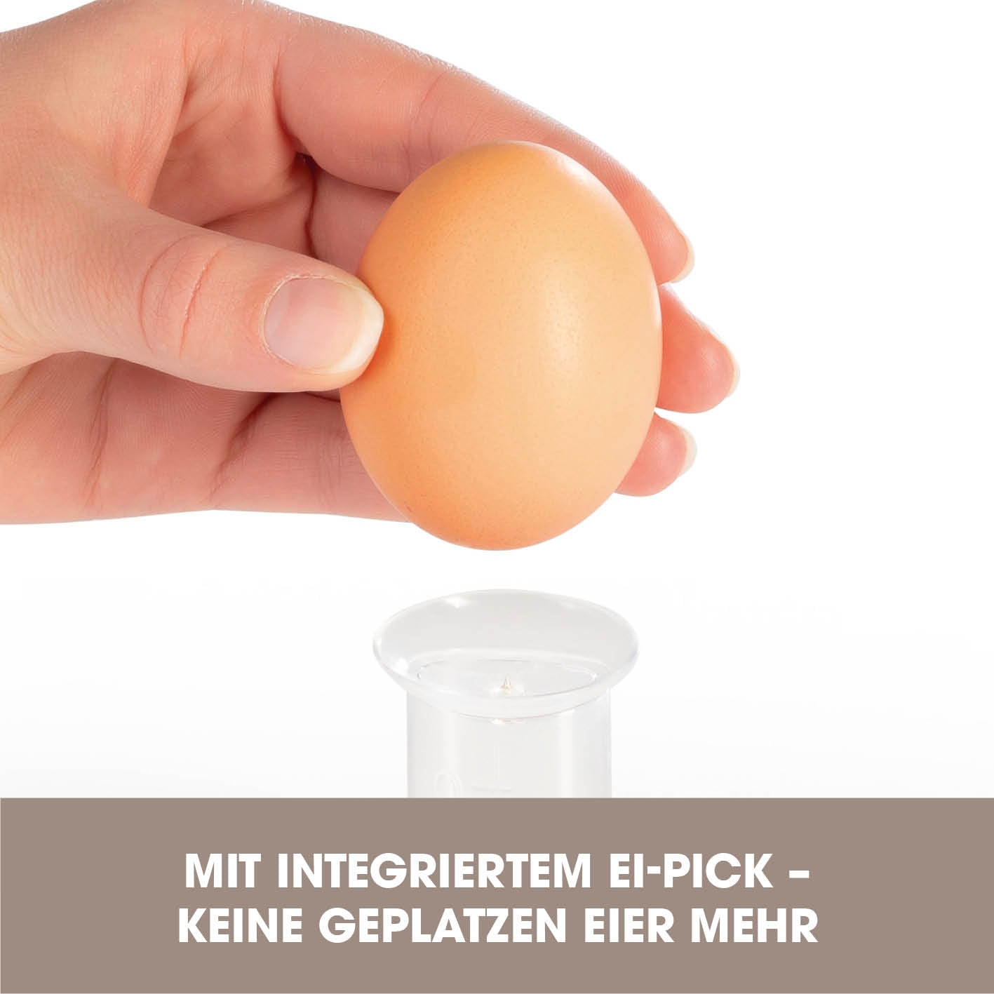 Design-Eierkocher 1 Ei - Edelstahl mit integriertem Eierstecher für perfekte Eier ohne Platzen, kompakt und leicht zu reinigen.