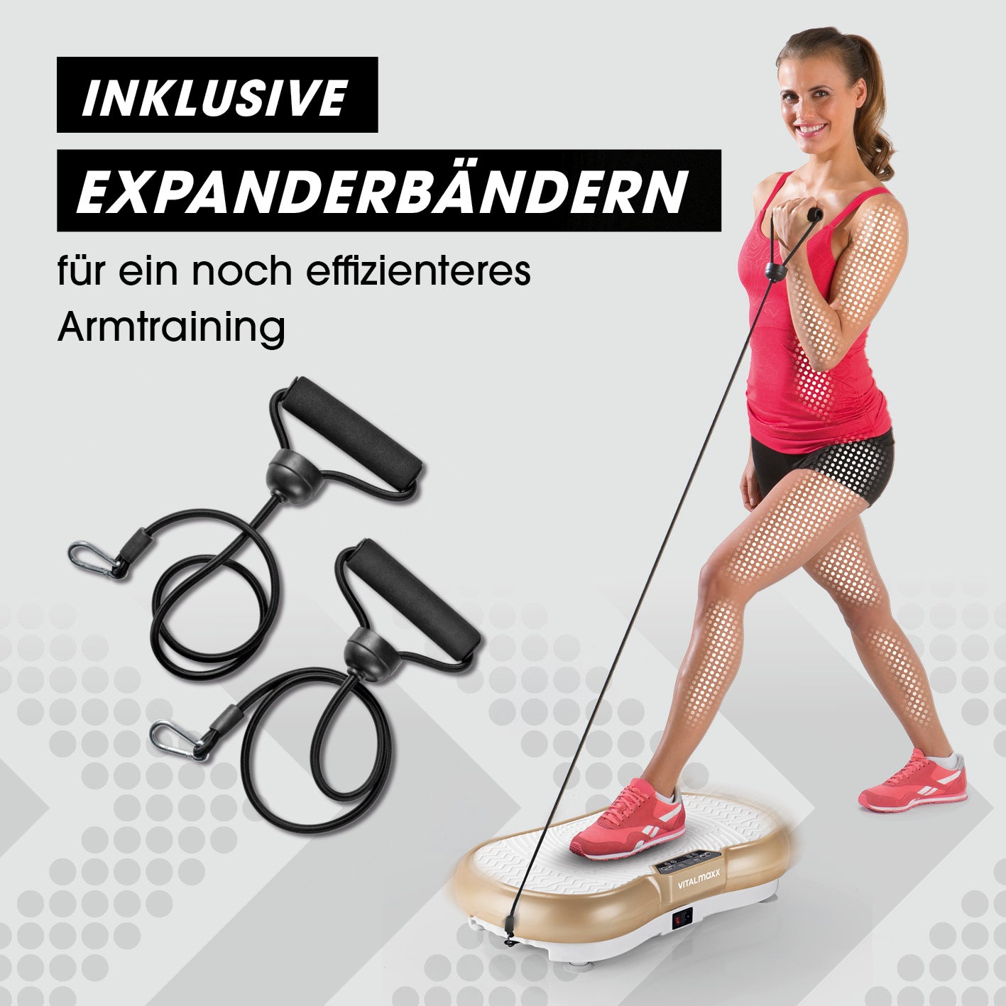 Vibrationstrainer mit Expanderbändern - weiß/champagner