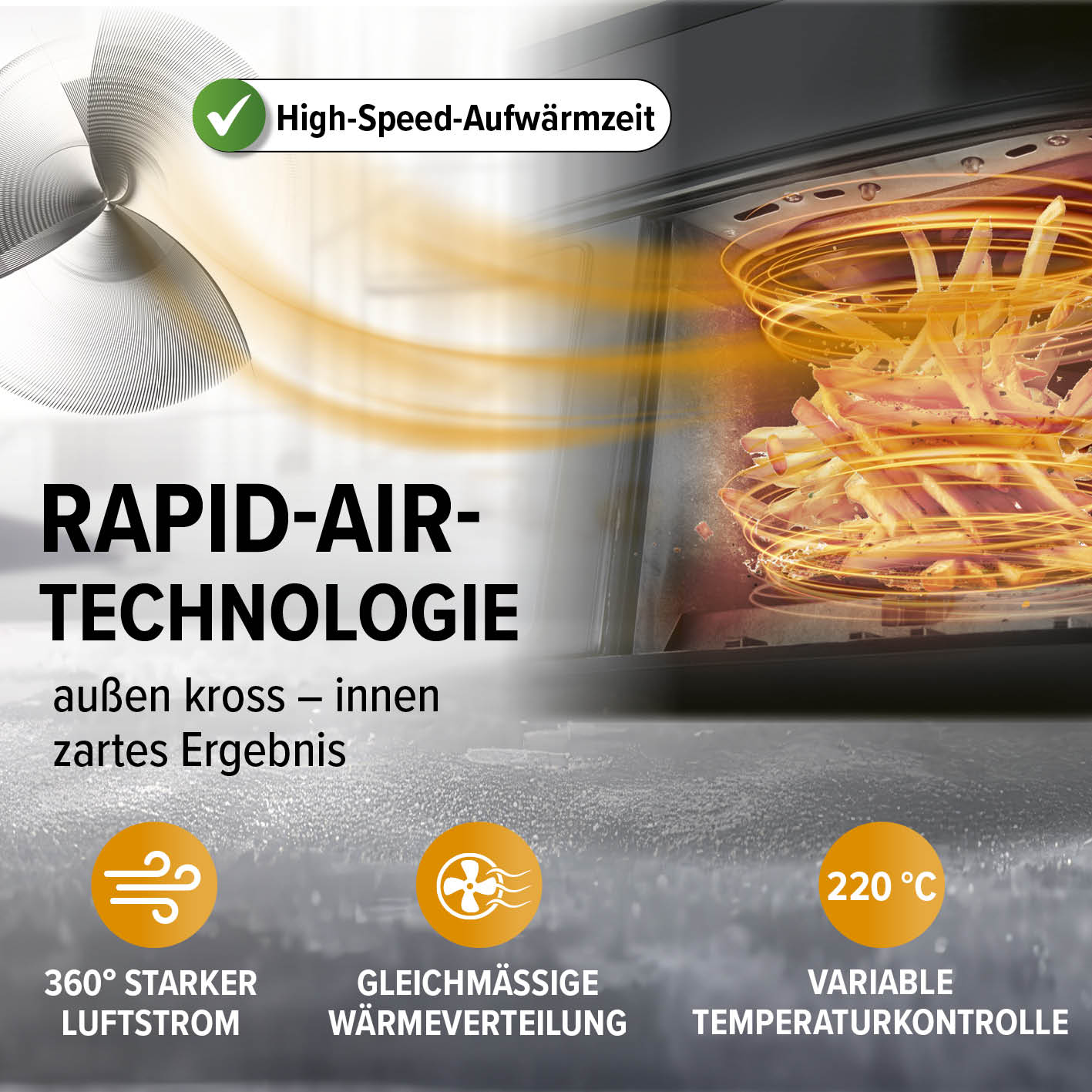 Doppelkammer-Heißluftfritteuse - 2 x 3,5 L mit 360° Rapid Air Technologie für fettarmes, schnelles und gleichmäßiges Garen bei variabler Temperatur.