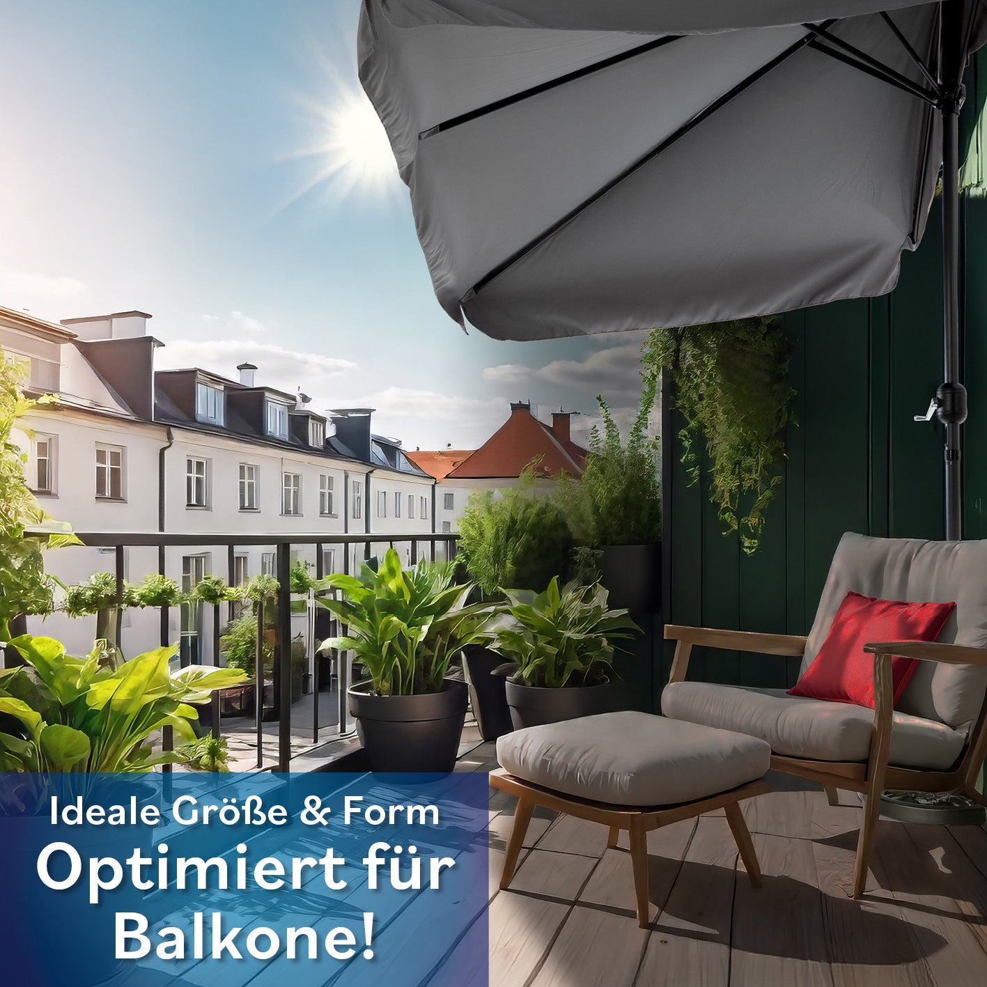 EASYmaxx Sonnenschirm - rechteckig, grau