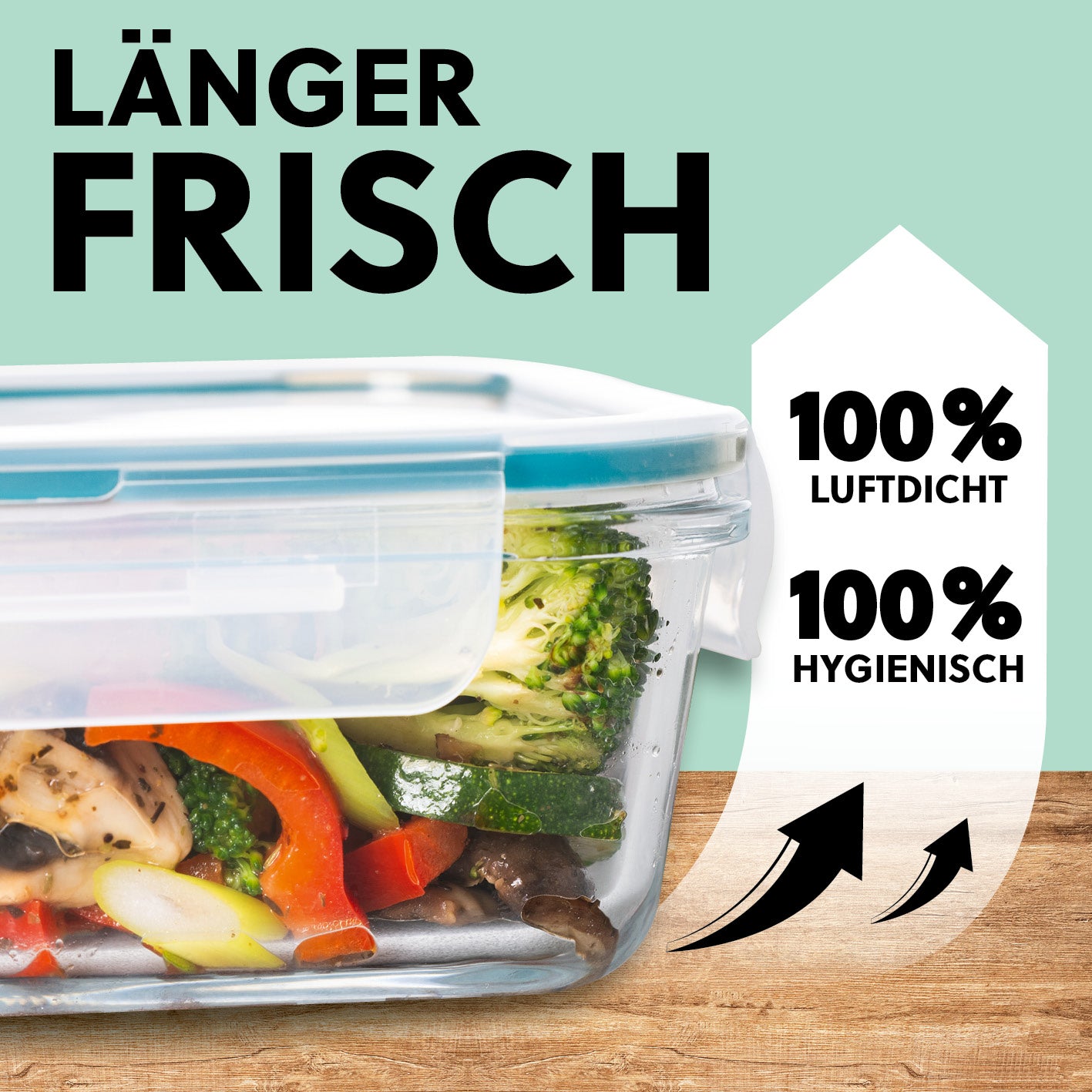 Frischhaltedosen Klick-it, 6-tlg., Mint mit luftdichtem Klick-Verschluss, ideal zum frischen Aufbewahren von Lebensmitteln.