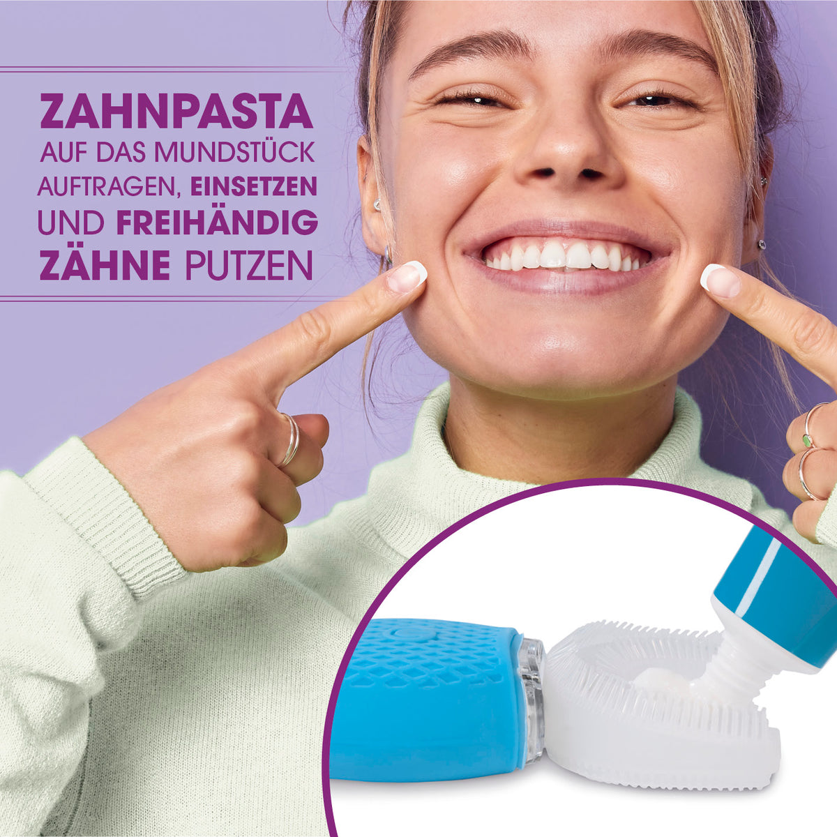 360° Schall-Zahnbürste mit LED-Blaulicht & Vibration für strahlendes Lächeln und gründliche Zahnpflege