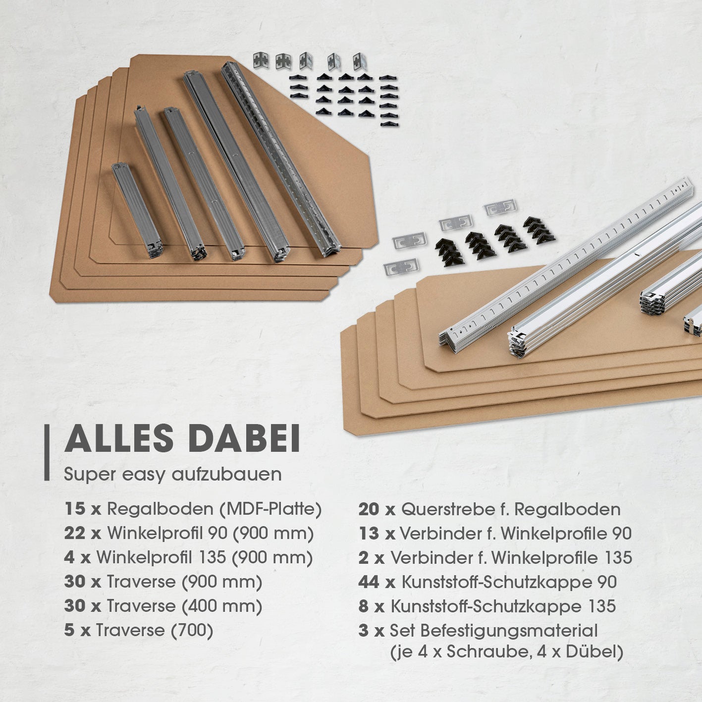 Schwerlastregal & Werkbank - 3er-Set - 2625 kg Traglast, 175 kg pro Ebene & 15 Ebenen