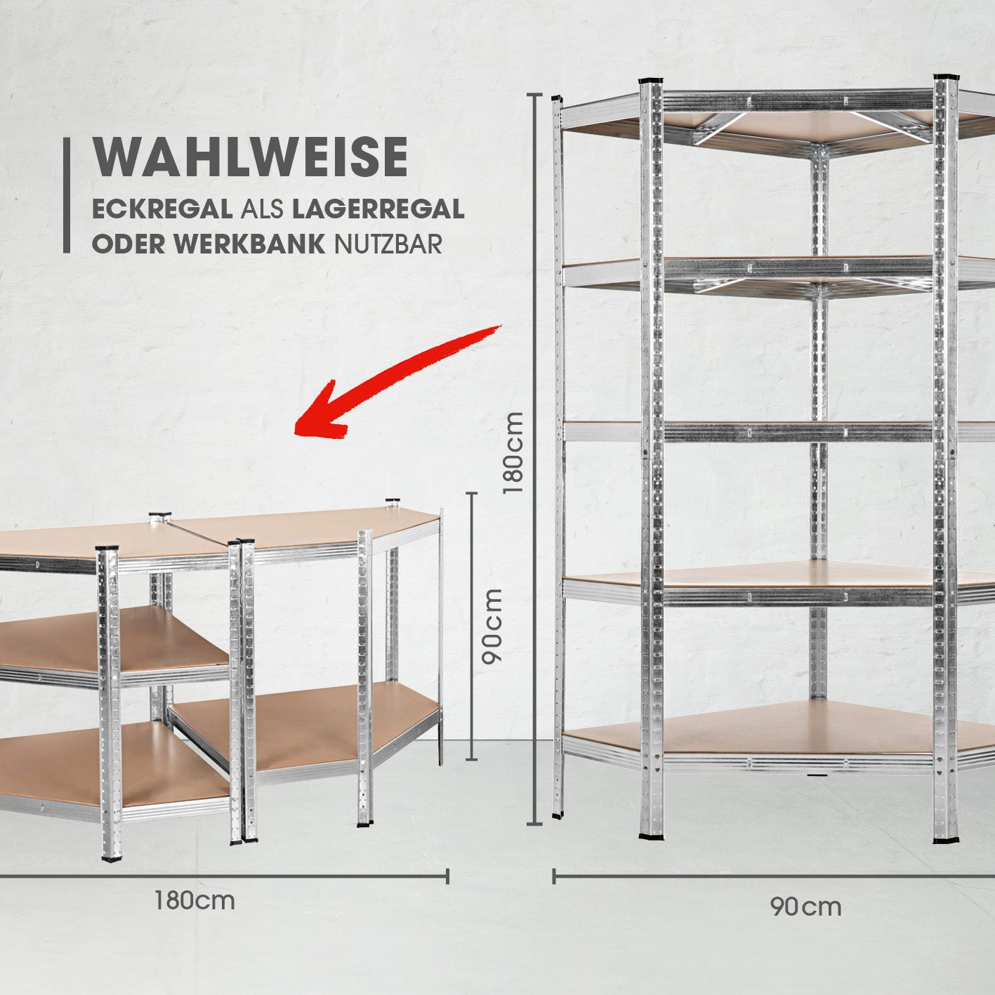 Schwerlastregal & Werkbank - 3er-Set - 2625 kg Traglast, 175 kg pro Ebene & 15 Ebenen