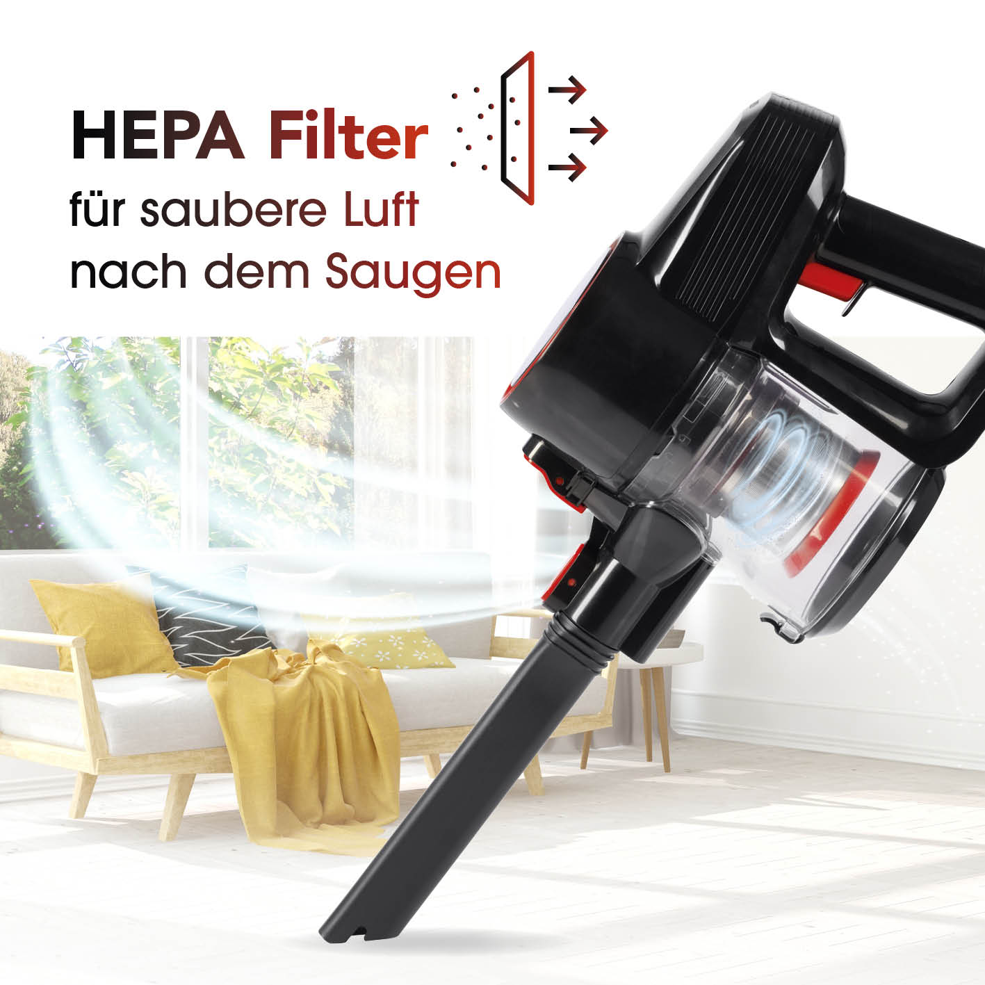 Akku-Zyklon-Staubsauger mit elektr. Bodendüse