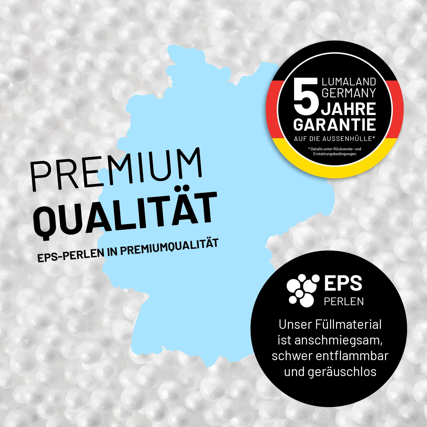 XXL-Sitzsack Karo - Blau/Grau mit Premium-EPS-Perlenfüllung, geräuschlos, schwer entflammbar, 5 Jahre Garantie auf Außenhülle.