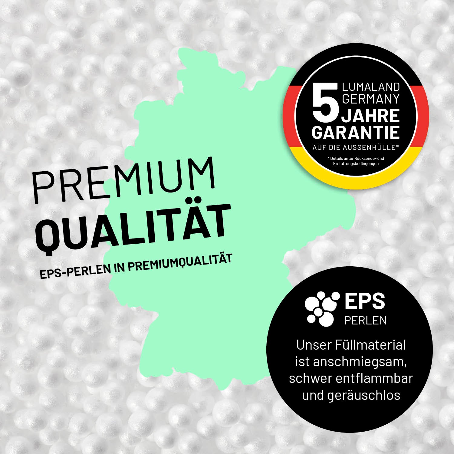 XXL-Sitzsack Karo - Blau/Grau mit Premium EPS-Perlenfüllung, geräuschlos, schwer entflammbar und 5 Jahre Garantie auf Außenhülle.