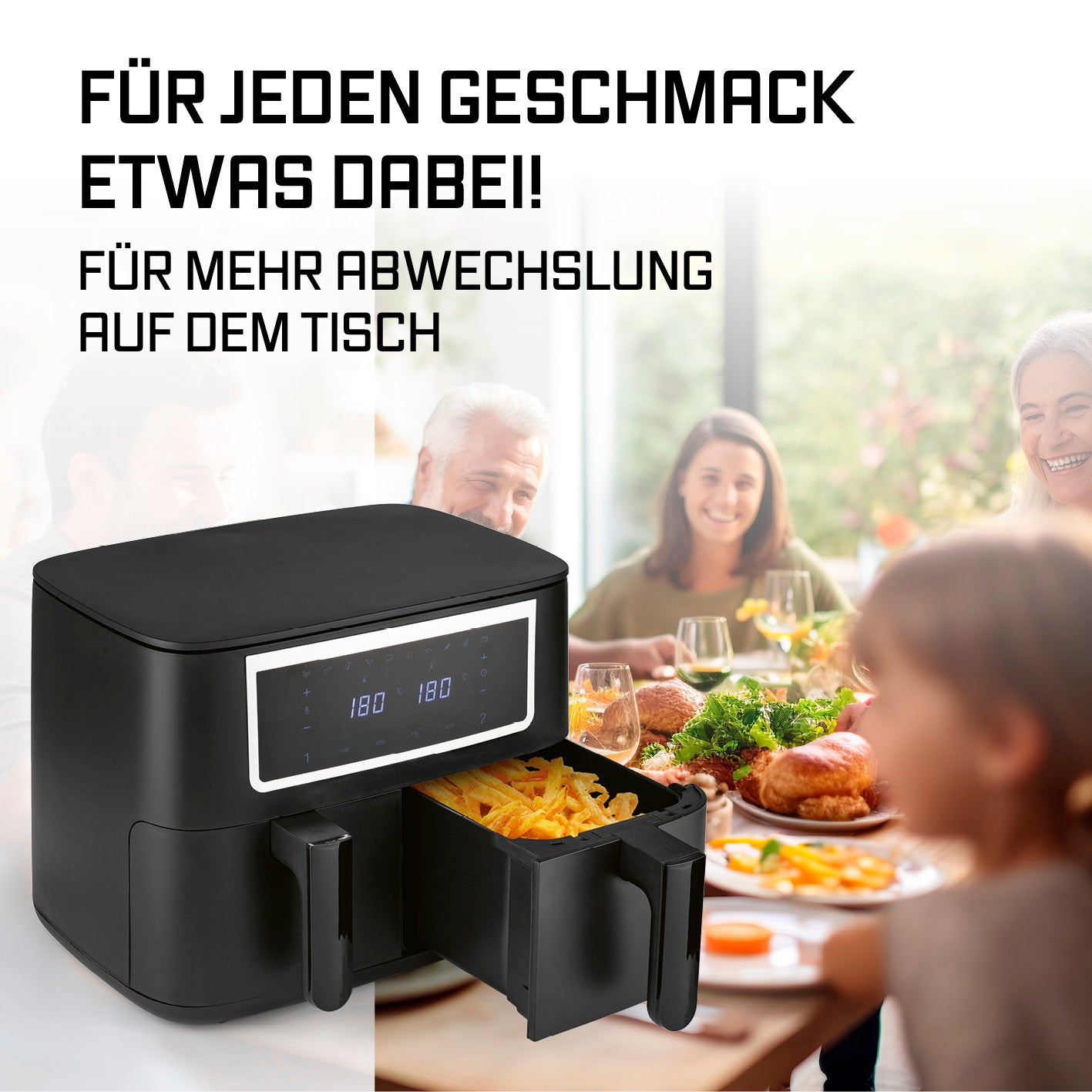 Doppelkammer-Heißluftfritteuse - 2x 4 l