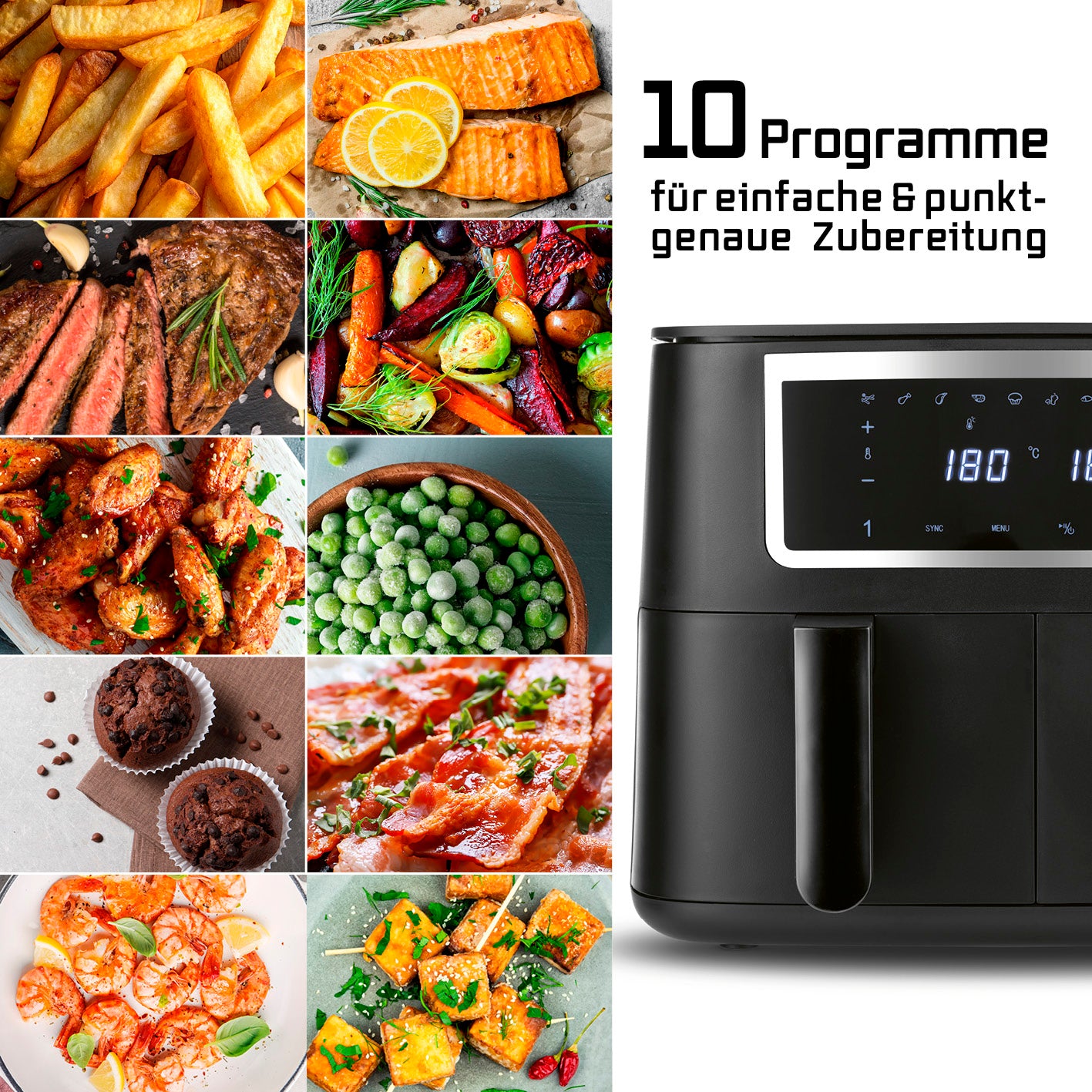 Doppelkammer-Heißluftfritteuse - 2x 4 l