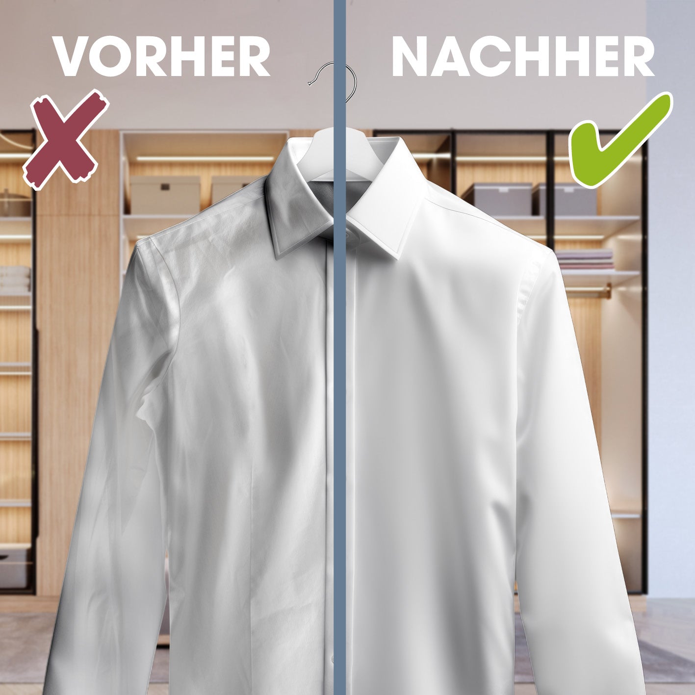 Dampfbürste zeigt glattes Hemd nach 5-10 Sekunden, ersetzt Bügeleisen, ideal für Baumwolle und Leinen, starke Leistung und praktisches Design.