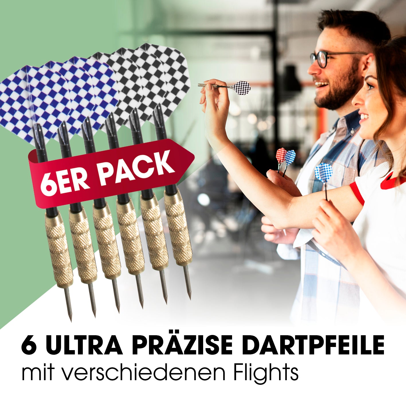 Sisal-Dartscheibe mit 6 ultra präzisen Dartpfeilen und verschiedenen Flights für ein optimales Spielerlebnis.