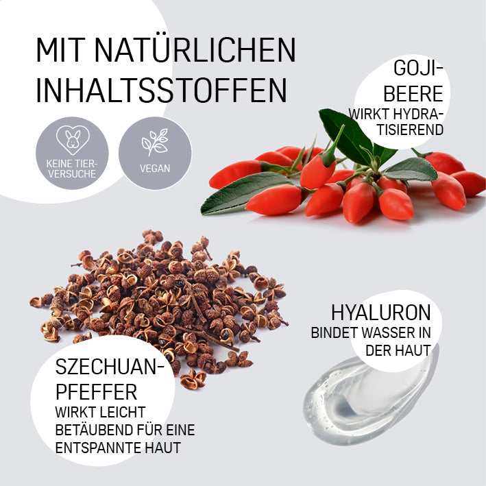 Hyaluron-Skintape "Glow Package" mit natürlichen Inhaltsstoffen wie Hyaluron, Gojibeere und Szechuanpfeffer für strahlende Haut.