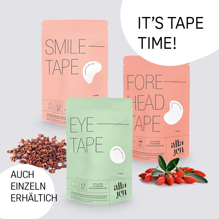 Hyaluron-Skintape "Glow Package" mit Smile, Eye und Forehead Tapes für strahlende Haut und Anti-Falten Wirkung über Nacht.