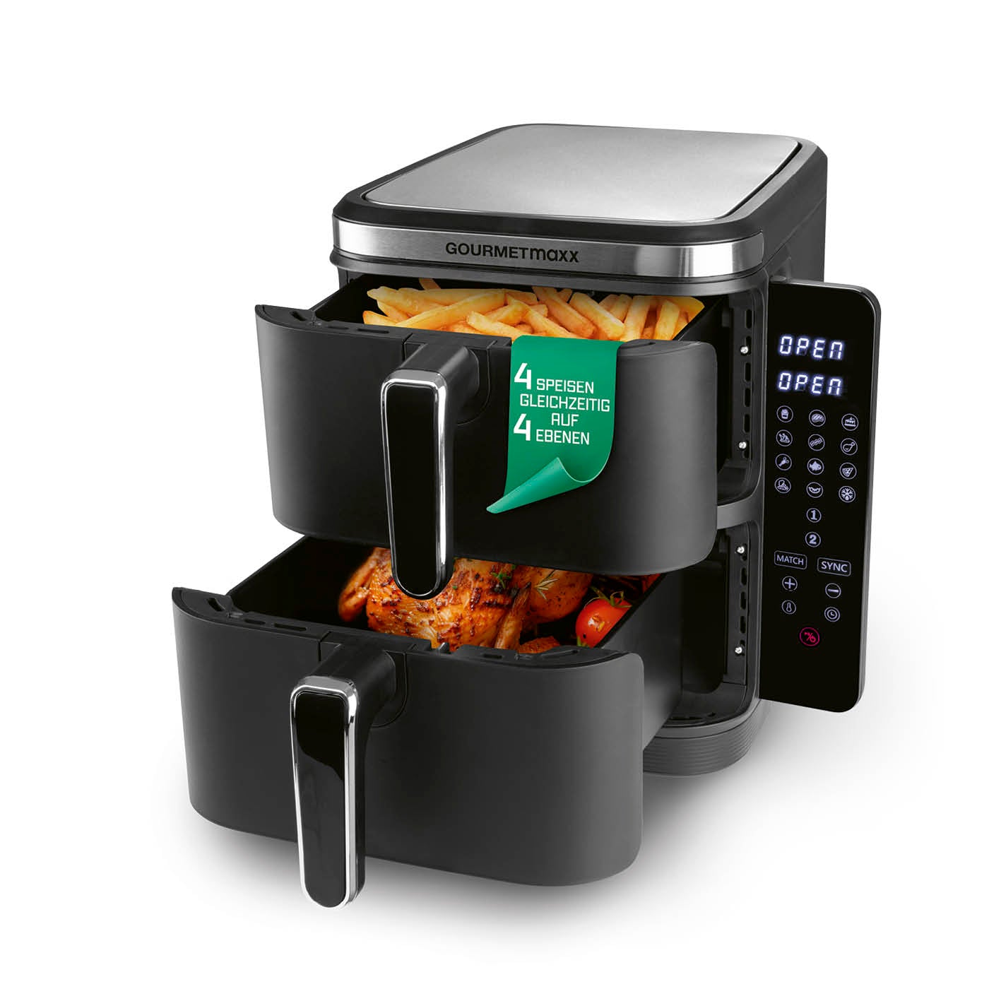FryUp Vertikale Doppelkammer-Heißluftfritteuse - 2x 5 l