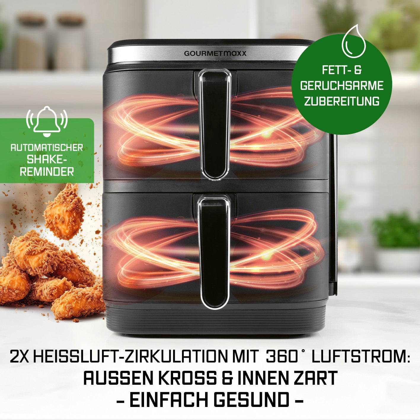 FryUp Vertikale Doppelkammer-Heißluftfritteuse - 2x 5 l