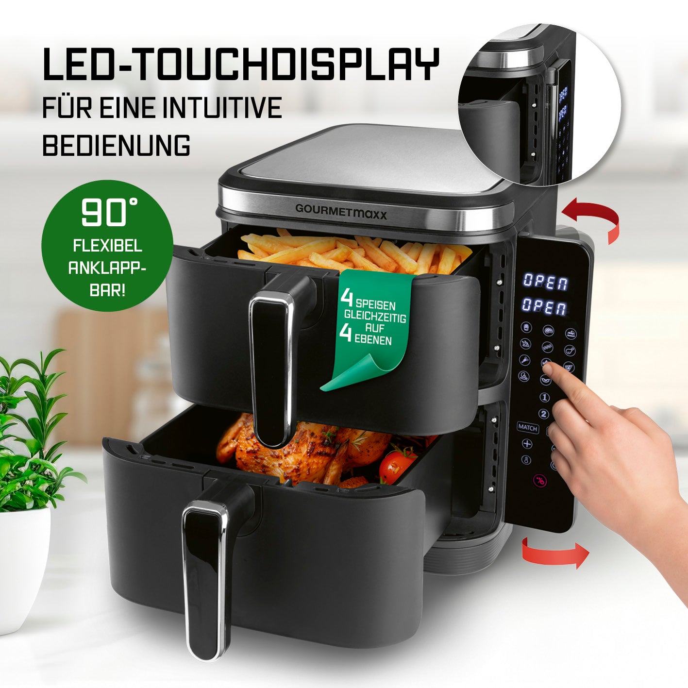 FryUp Vertikale Doppelkammer-Heißluftfritteuse - 2x 5 l