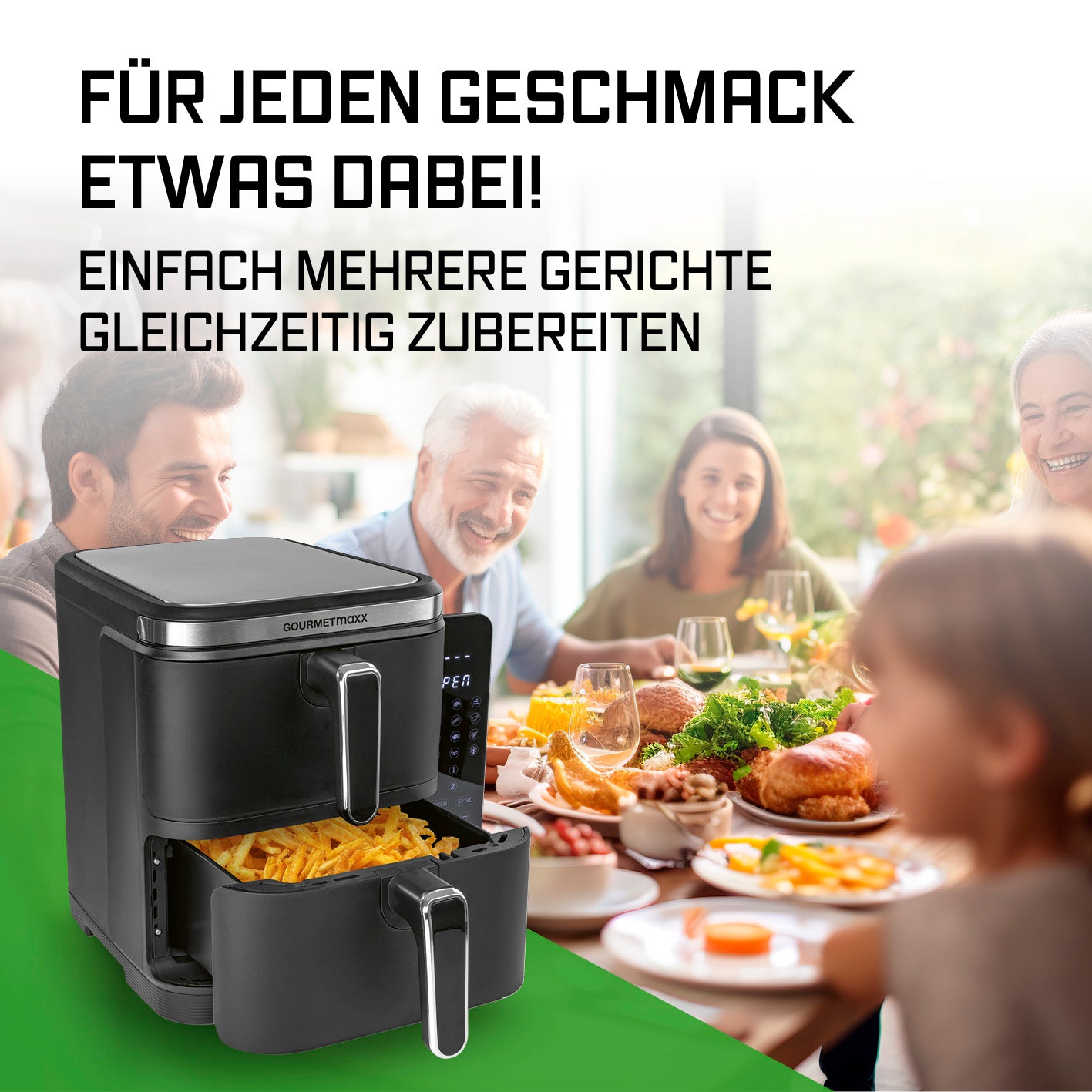 FryUp Vertikale Doppelkammer-Heißluftfritteuse - 2x 5 l