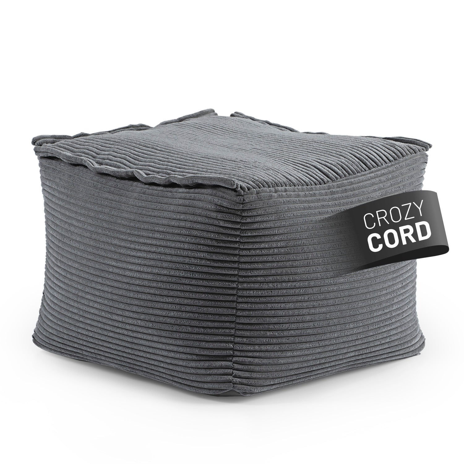 Modularer Hocker aus der LUMALAND Cord-Reihe - 140 L - 54 x 54 x 40 cm - Grau mit weichem Cordbezug und grober Struktur