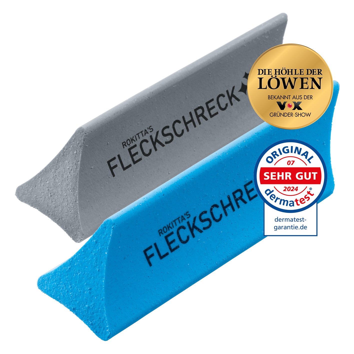 Rokitta Kalk- & Rostradierer mit Keramikpartikeln - 2er-Set in Grau und Blau gegen Kalk und Rostflecken.