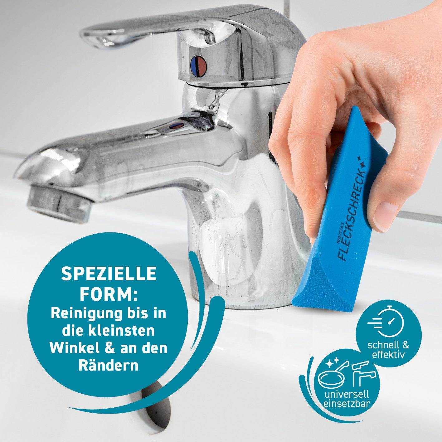 Rokitta Kalk- & Rostradierer mit Keramikpartikeln - 2er-Set entfernt Kalk und Rost an Armaturen und schwer zugänglichen Stellen effektiv.