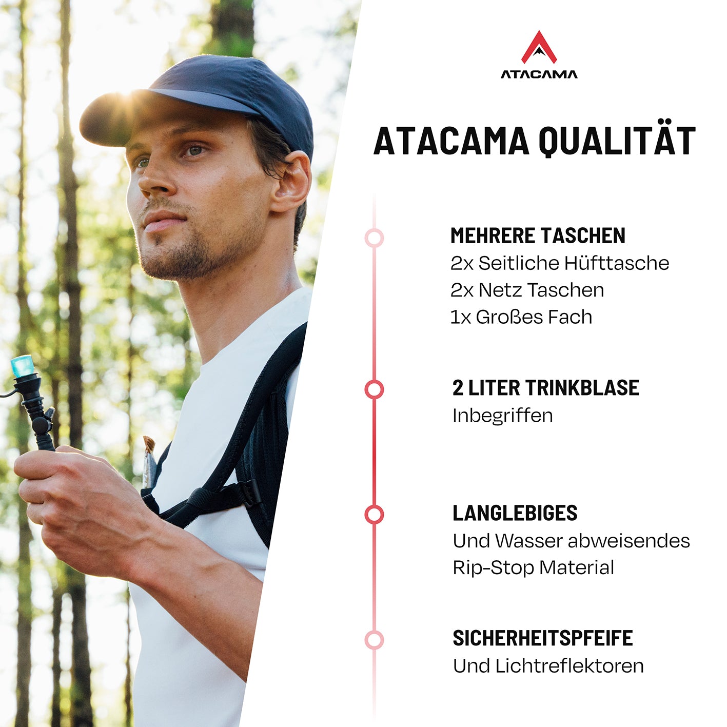 Trinkrucksack für 2 L Trinkblase - Rot