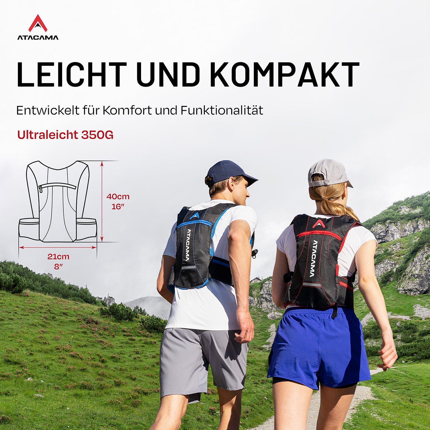 Trinkrucksack für 2 L Trinkblase - Rot