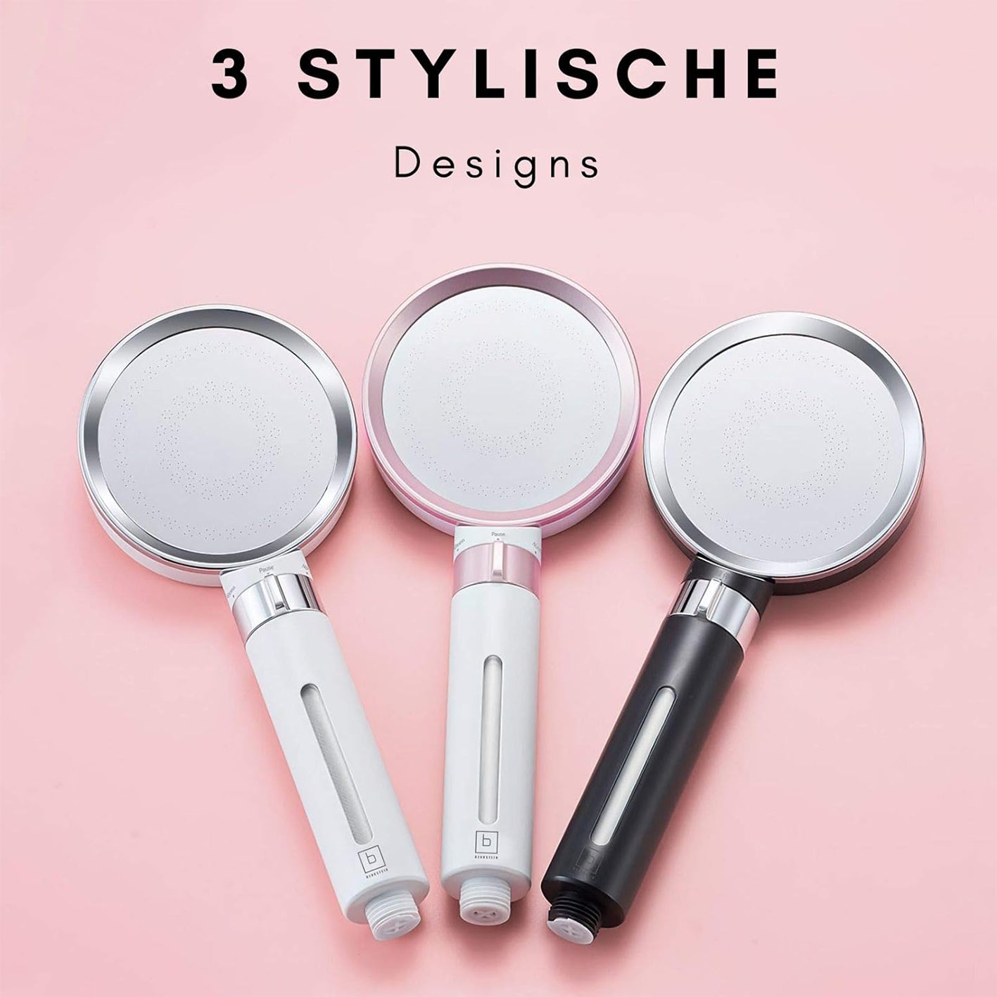 Duschkopf - Rosa Handbrause im stylischen Design mit 344 feinen Löchern für ein samtig-weiches Wassergefühl und Wassersparfunktion.