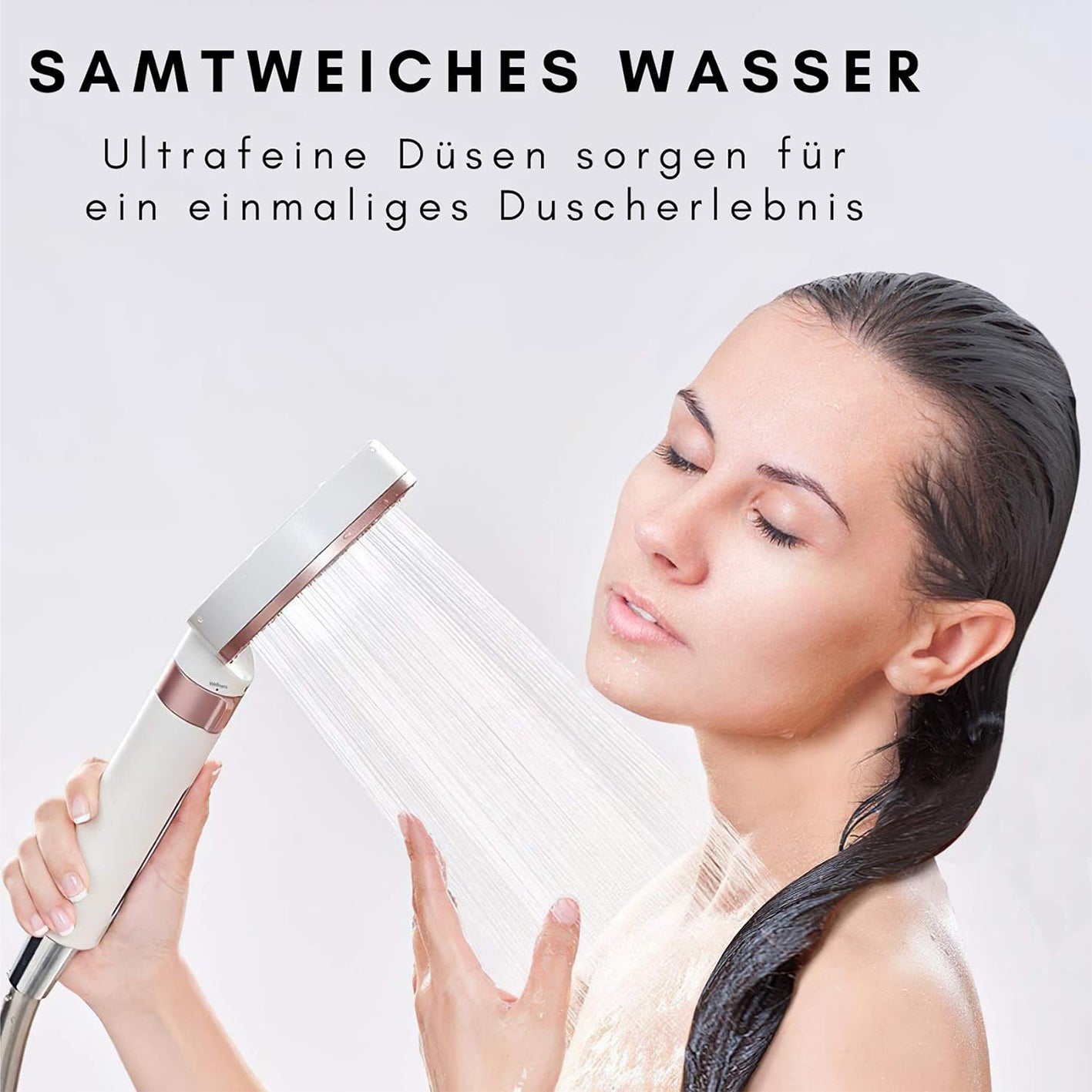 Duschkopf - Rosa mit 344 feinen Düsen für samtweiches Wasser und entspannenden Wellness-Duschstrahl im stilvollen Design.
